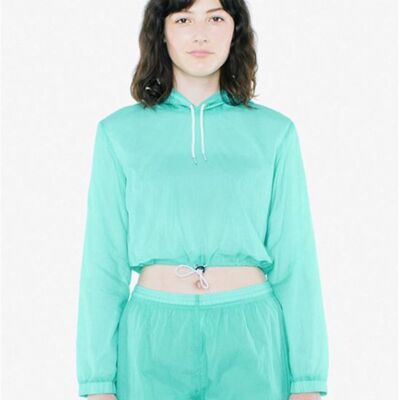 Women's Crinkle Nylon Cropped Hoodie Thumbnail